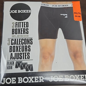Joe Boxer Size XXL Black 3 Pack of Fitted Cotton Boxer Briefs